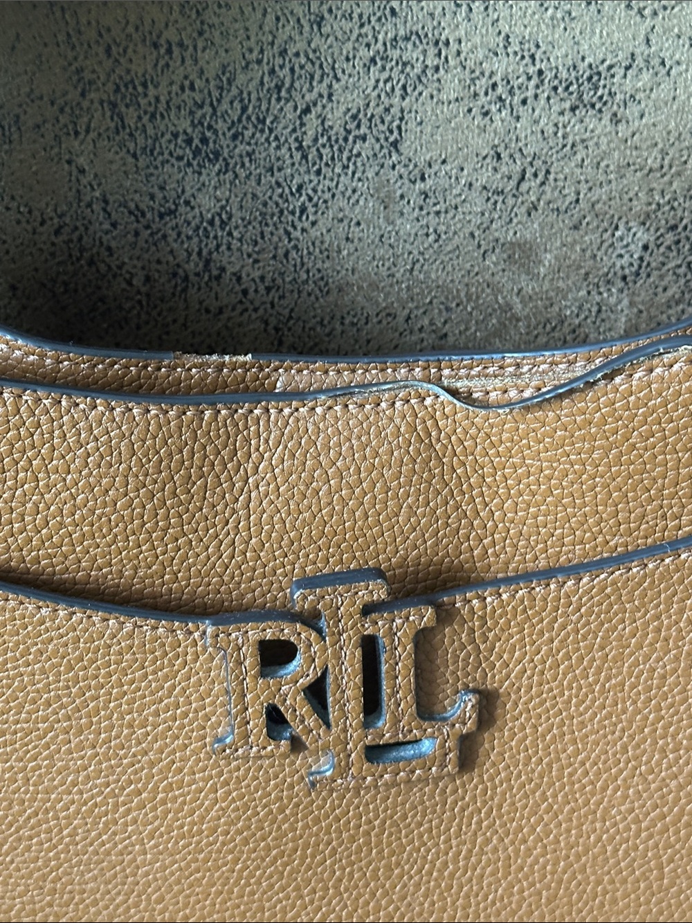 Ralph Lauren Cognac Leather Crossbody with Branded Canvas Strap - Picture 2 of 14